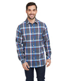 Burnside-B8212-Woven Plaid Flannel With Biased Pocket-STEEL/ WHITE