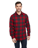 Burnside-B8212-Woven Plaid Flannel With Biased Pocket-RED/ H BLACK