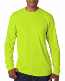 Bayside-BA1730-Long Sleeve T Shirt With Pocket-LIME GREEN