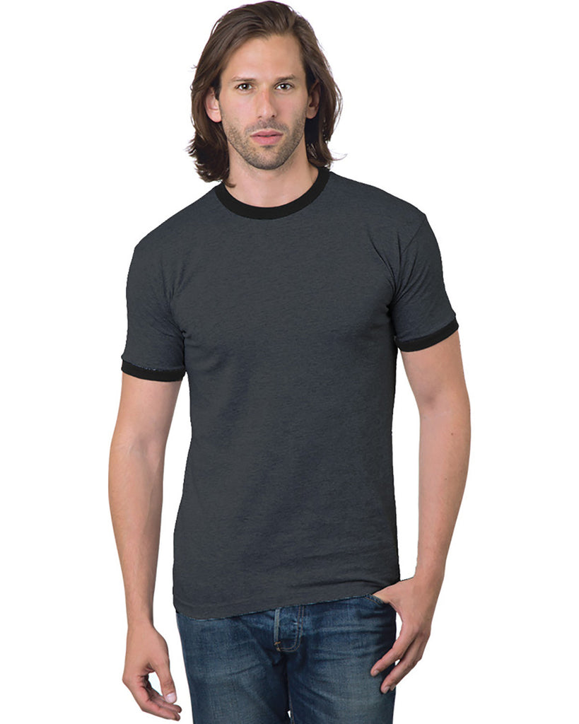 Bayside-BA1801-Ringer T Shirt-CHRCOL HTHR/ BLK
