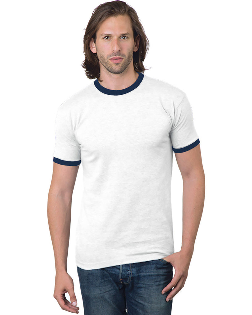Bayside-BA1801-Ringer T Shirt-WHITE/ NAVY