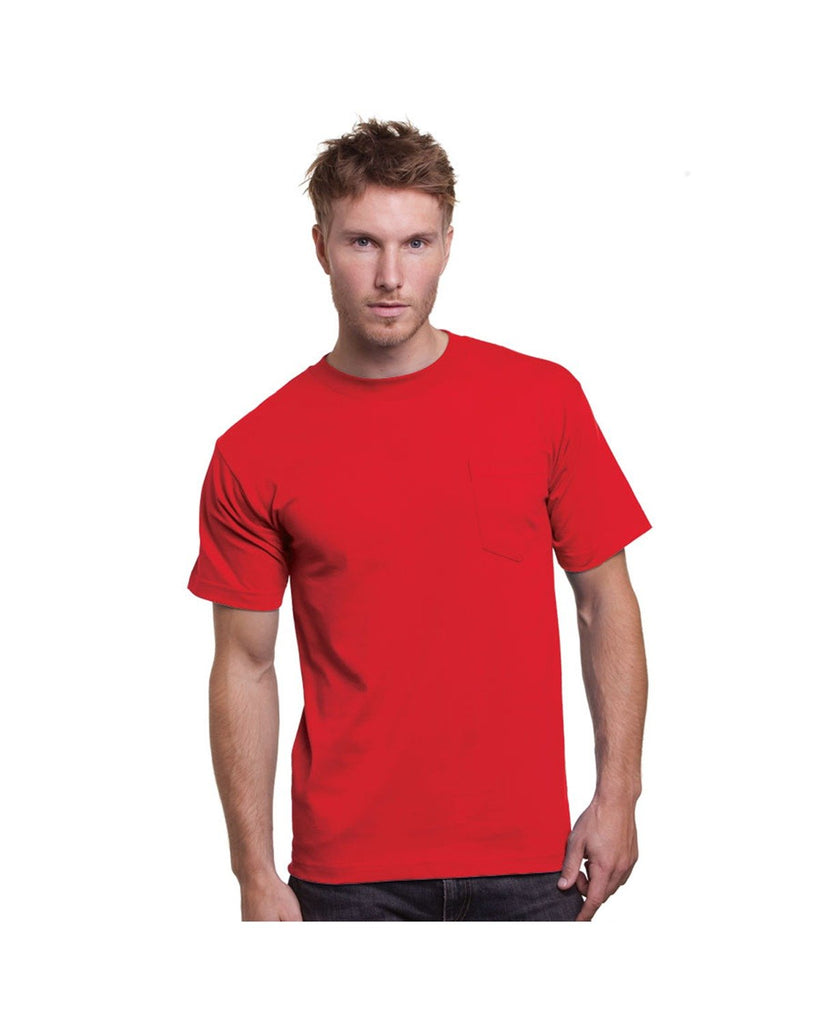 Bayside-BA3015-Union Made 6.1 Oz.Cotton Pocket T Shirt-RED