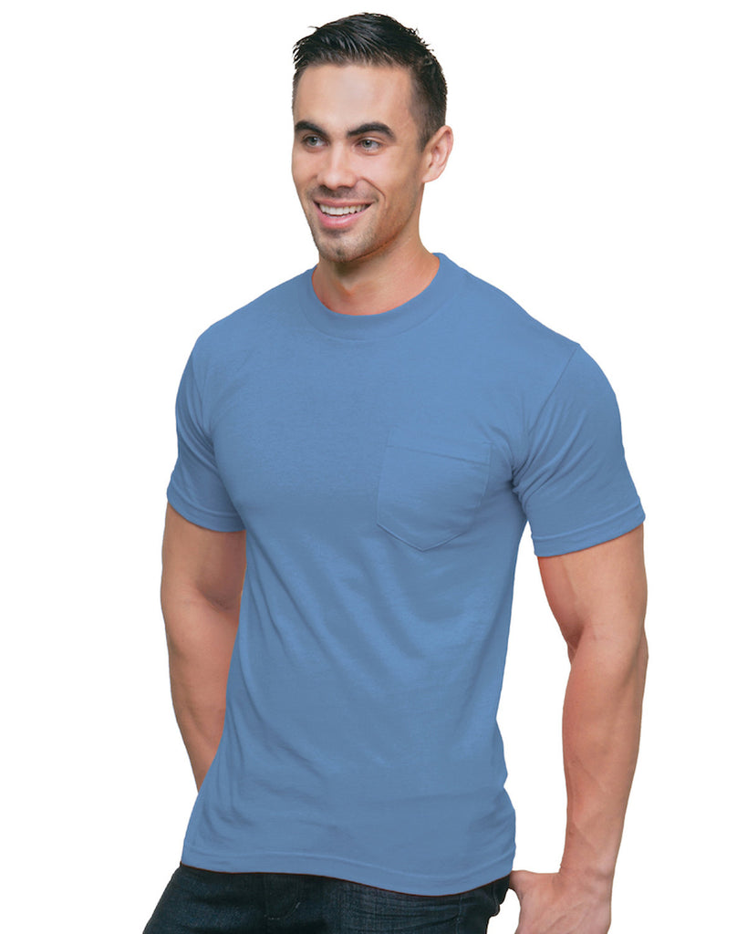 Bayside-BA3015-Union Made 6.1 Oz.Cotton Pocket T Shirt-CAROLINA BLUE