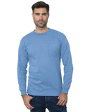 Bayside-BA3055-Union Made Long Sleeve Pocket Crew T Shirt-CAROLINA BLUE