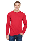 Bayside-BA3055-Union Made Long Sleeve Pocket Crew T Shirt-RED