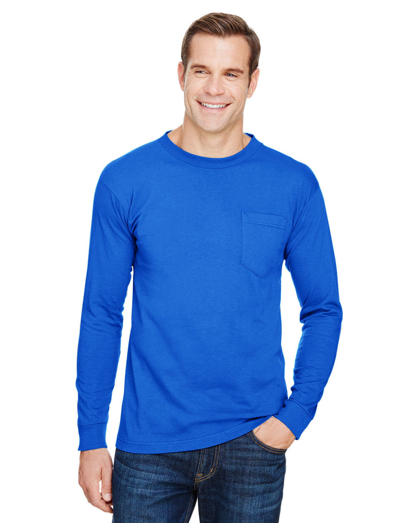 Bayside-BA3055-Union Made Long Sleeve Pocket Crew T Shirt-ROYAL BLUE