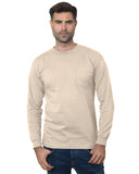 Bayside-BA3055-Union Made Long Sleeve Pocket Crew T Shirt-SAND