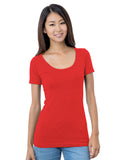 Bayside-BA3405-Junior'S Fine Jersey Wide Scoop Neck T Shirt-RED