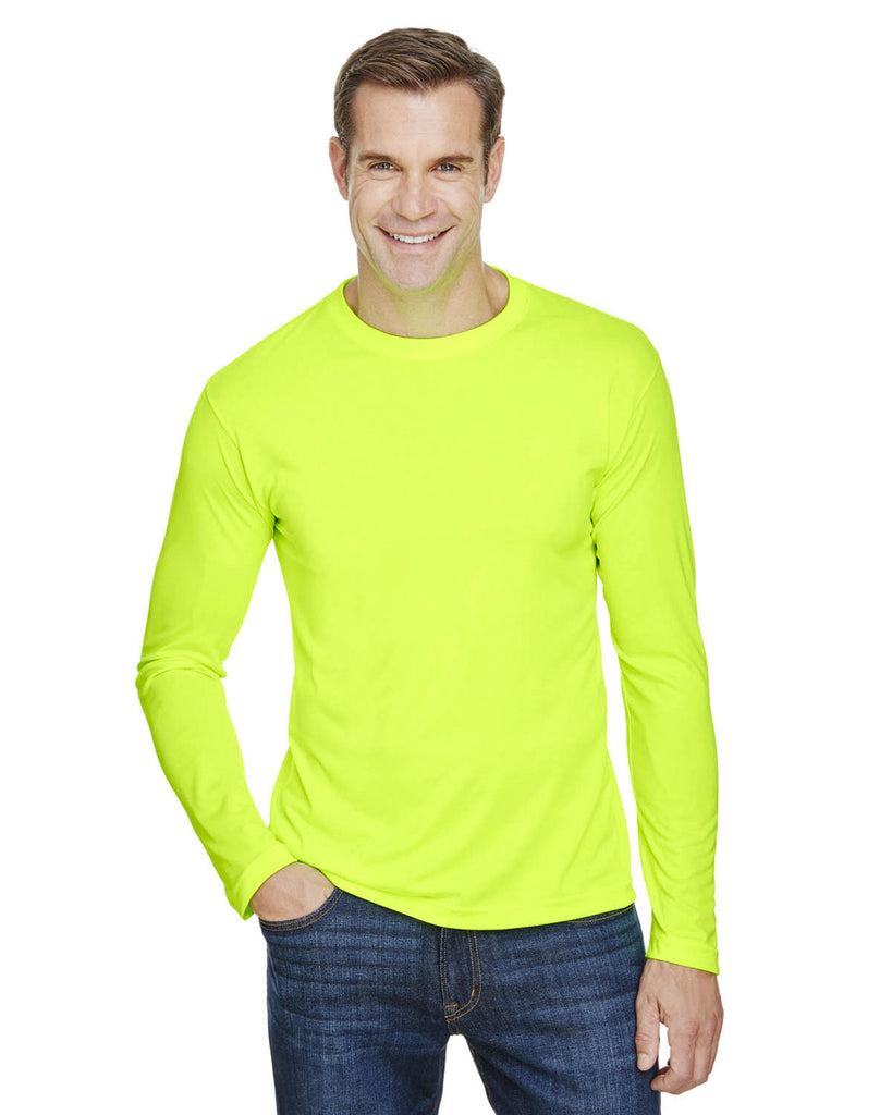 Bayside-BA5360-100% Polyester Performance Long Sleeve T Shirt-LIME GREEN