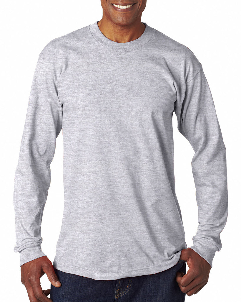 Bayside-BA6100-100% Cotton Long Sleeve T Shirt-ASH