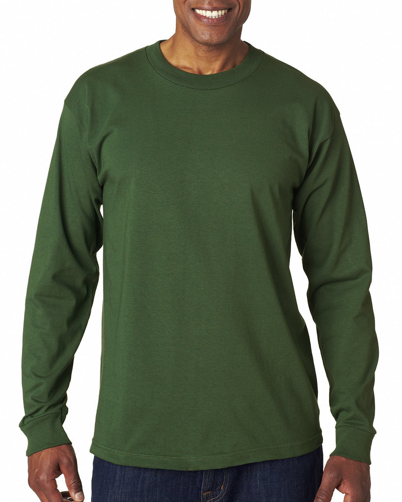 Bayside-BA6100-100% Cotton Long Sleeve T Shirt-FOREST GREEN