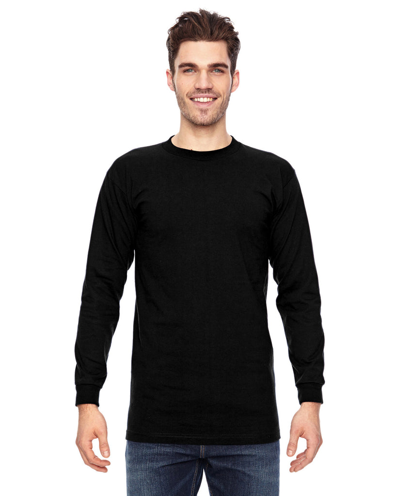 Bayside-BA6100-100% Cotton Long Sleeve T Shirt-BLACK