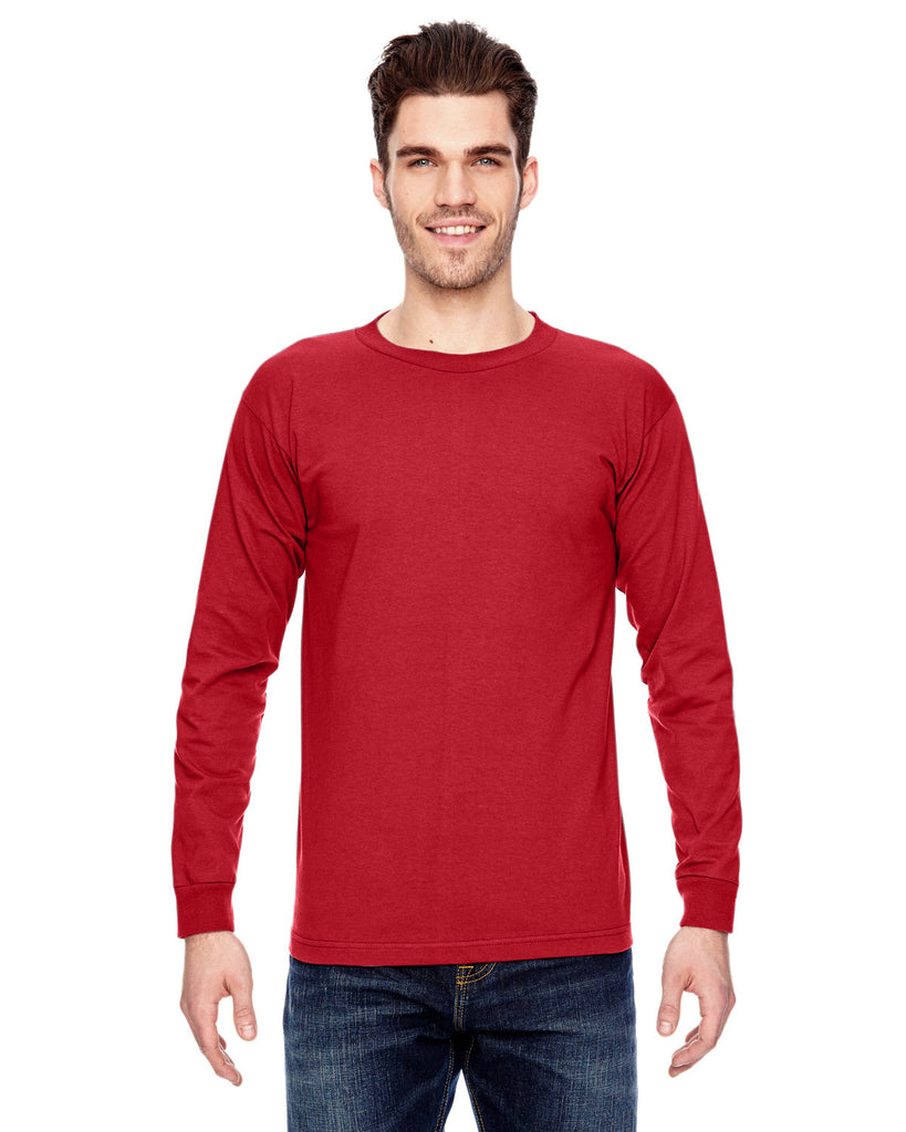 Bayside-BA6100-100% Cotton Long Sleeve T Shirt-RED