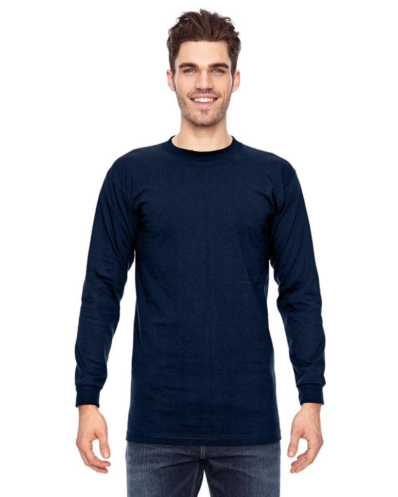 Bayside-BA6100-100% Cotton Long Sleeve T Shirt-NAVY