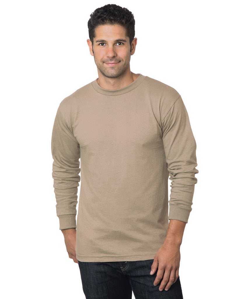 Bayside-BA6100-100% Cotton Long Sleeve T Shirt-SAND