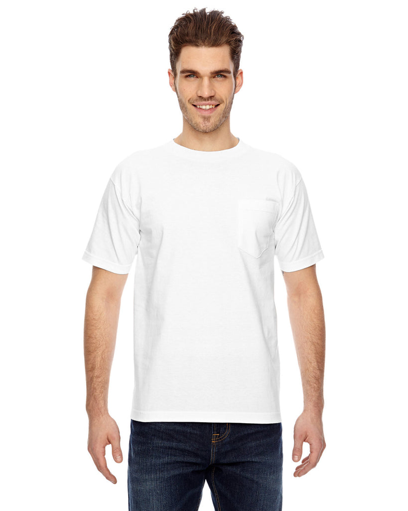 Bayside-BA7100-100% Cotton Pocket T Shirt-WHITE