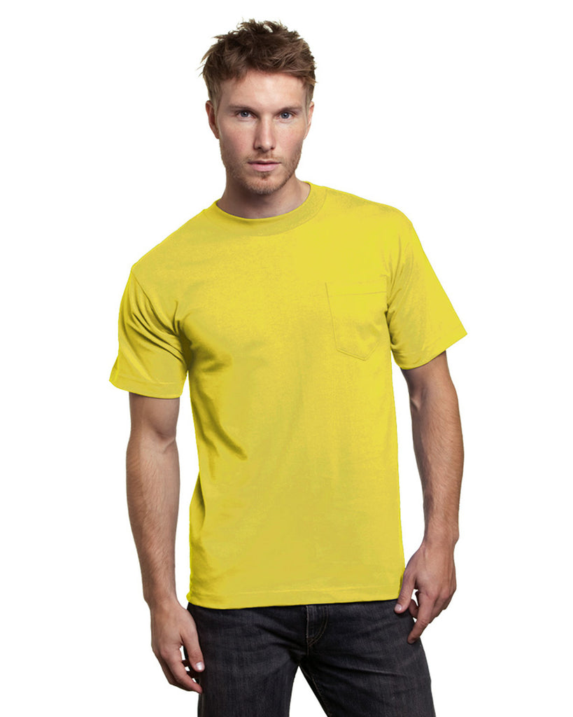 Bayside-BA7100-100% Cotton Pocket T Shirt-YELLOW
