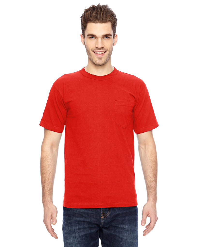 Bayside-BA7100-100% Cotton Pocket T Shirt-BRIGHT ORANGE