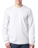 Bayside-BA8100-100% Cotton Long Sleeve Pocket T Shirt-WHITE