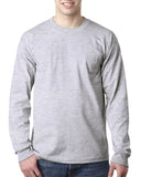 Bayside-BA8100-100% Cotton Long Sleeve Pocket T Shirt-ASH