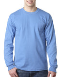 Bayside-BA8100-100% Cotton Long Sleeve Pocket T Shirt-CAROLINA BLUE