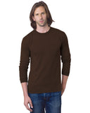 Bayside-BA8100-100% Cotton Long Sleeve Pocket T Shirt-CHOCOLATE