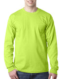 Bayside-BA8100-100% Cotton Long Sleeve Pocket T Shirt-LIME GREEN