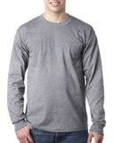 Bayside-BA8100-100% Cotton Long Sleeve Pocket T Shirt-DARK ASH