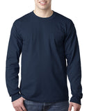 Bayside-BA8100-100% Cotton Long Sleeve Pocket T Shirt-NAVY
