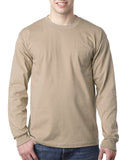 Bayside-BA8100-100% Cotton Long Sleeve Pocket T Shirt-SAND