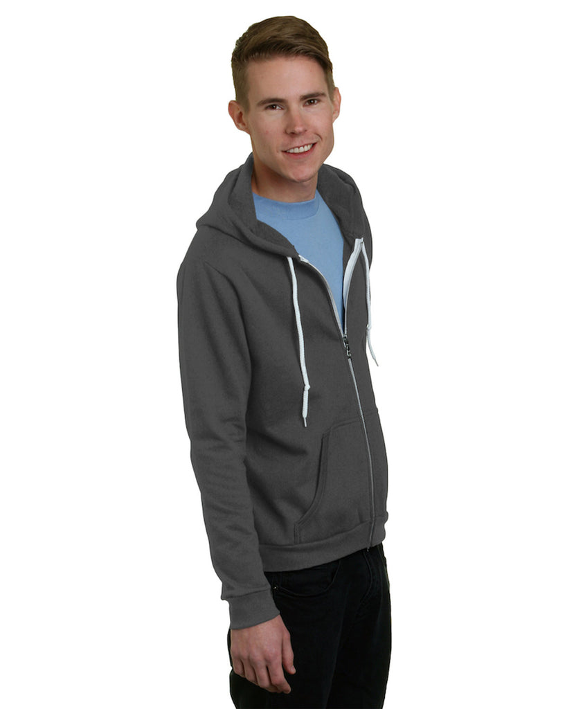 Bayside-BA875-Full Zip Fashion Hooded Sweatshirt-CHARCOAL