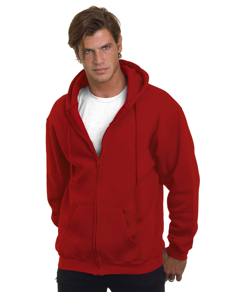 Bayside-BA900-Full Zip Hooded Sweatshirt-CARDINAL