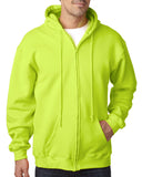 Bayside-BA900-Full Zip Hooded Sweatshirt-LIME GREEN