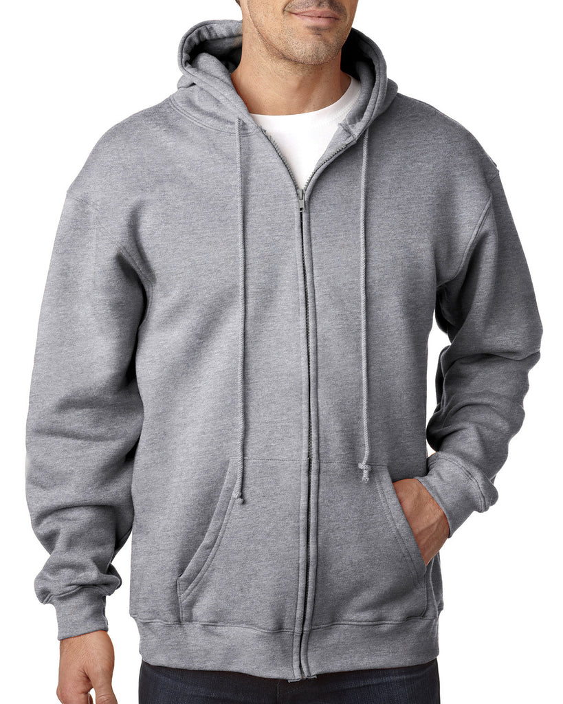 Bayside-BA900-Full Zip Hooded Sweatshirt-DARK ASH