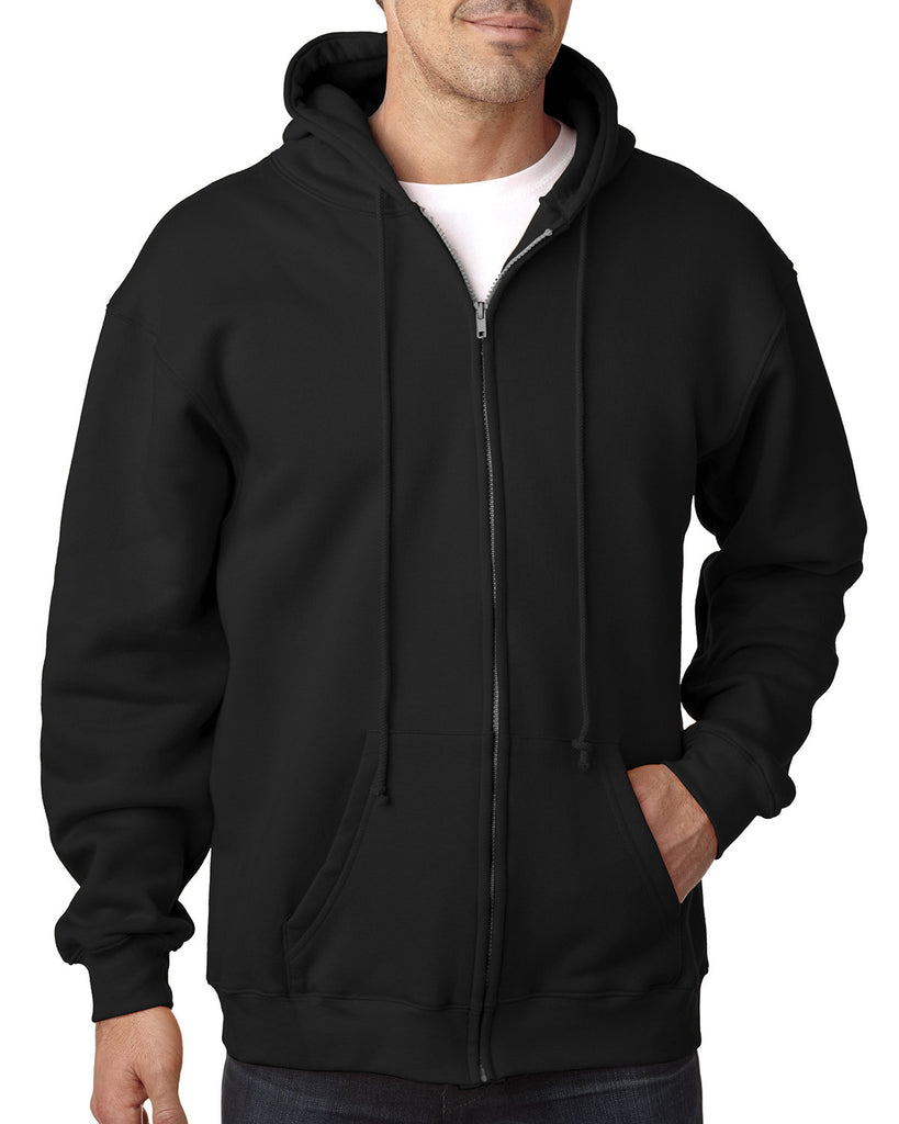 Bayside-BA900-Full Zip Hooded Sweatshirt-BLACK