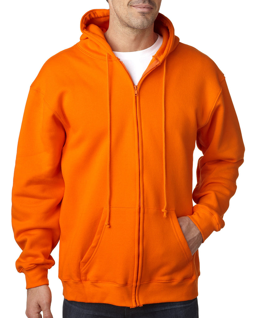 Bayside-BA900-Full Zip Hooded Sweatshirt-BRIGHT ORANGE