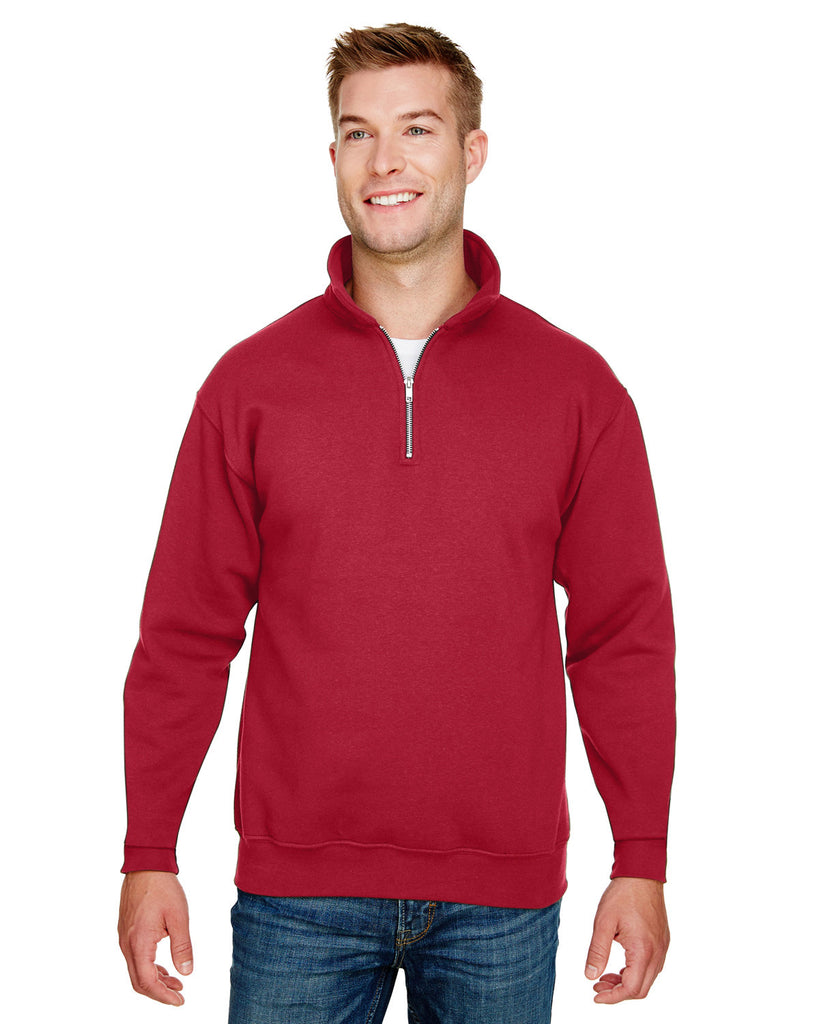 Bayside-BA920-Quarter Zip Pullover Sweatshirt-CARDINAL