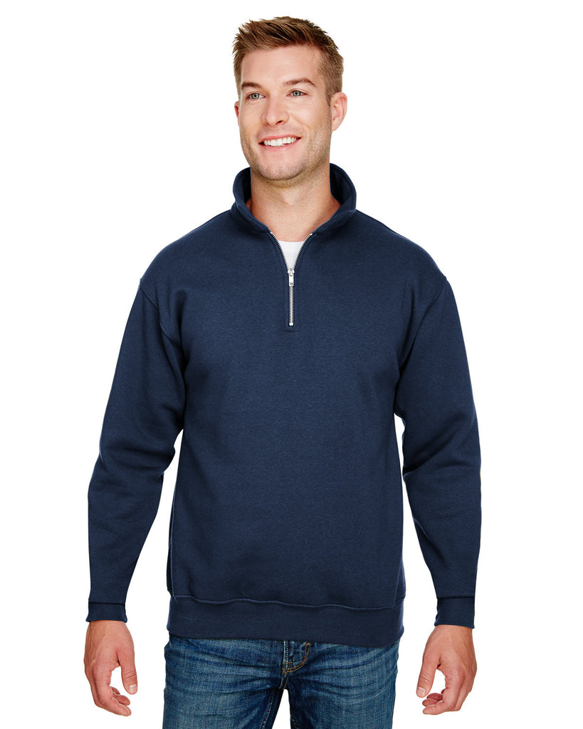 Bayside-BA920-Quarter Zip Pullover Sweatshirt-NAVY