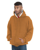 Bayside-BA940-Super Heavy Thermal Lined Full Zip Hooded Sweatshirt-CRML BRWN/ CREAM