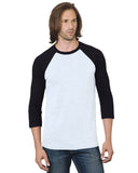 Bayside-BA9525-3/4 Sleeve Raglan T Shirt-WHITE/ BLACK