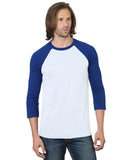 Bayside-BA9525-3/4 Sleeve Raglan T Shirt-WHITE/ ROYAL