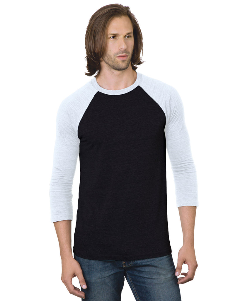 Bayside-BA9525-3/4 Sleeve Raglan T Shirt-BLACK/ WHITE