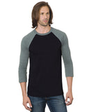 Bayside-BA9525-3/4 Sleeve Raglan T Shirt-BLACK/ ATH GREY