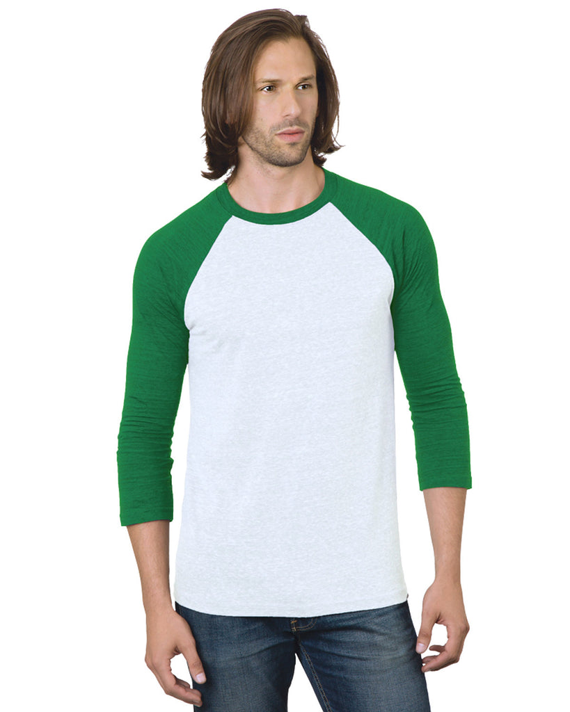 Bayside-BA9525-3/4 Sleeve Raglan T Shirt-WHITE/ KELLY