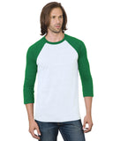 Bayside-BA9525-3/4 Sleeve Raglan T Shirt-WHITE/ KELLY
