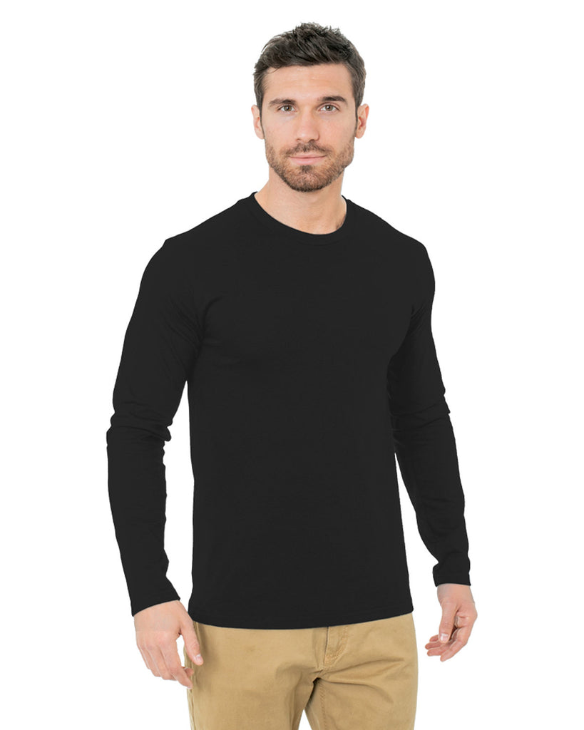 Bayside-BA9550-Fine Jersey Long Sleeve Crew T Shirt-BLACK