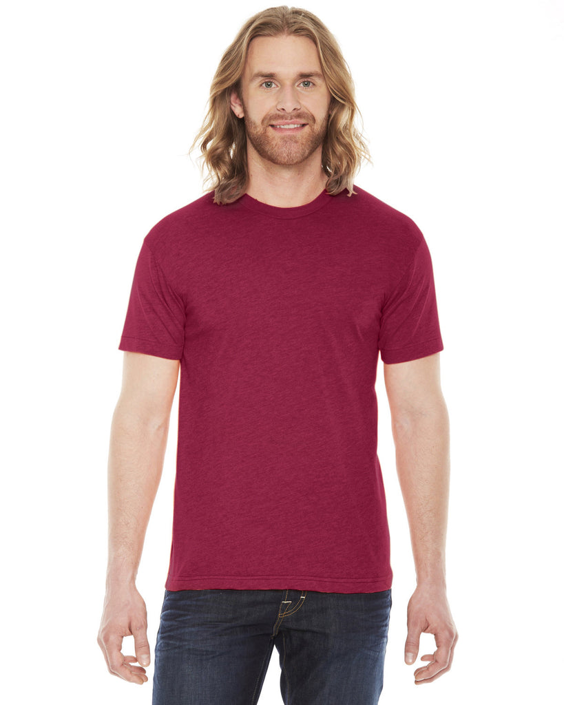 American Apparel-BB401-Unisex Poly-Cotton USA Made Crewneck T-Shirt-HEATHER RED
