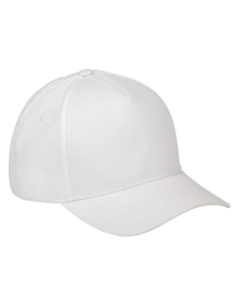 Big Accessories-BX034-5-Panel Brushed Twill Cap-WHITE