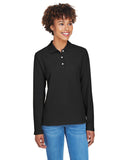 Devon & Jones-D110W-Pima Piqué Long Sleeve Polo-BLACK