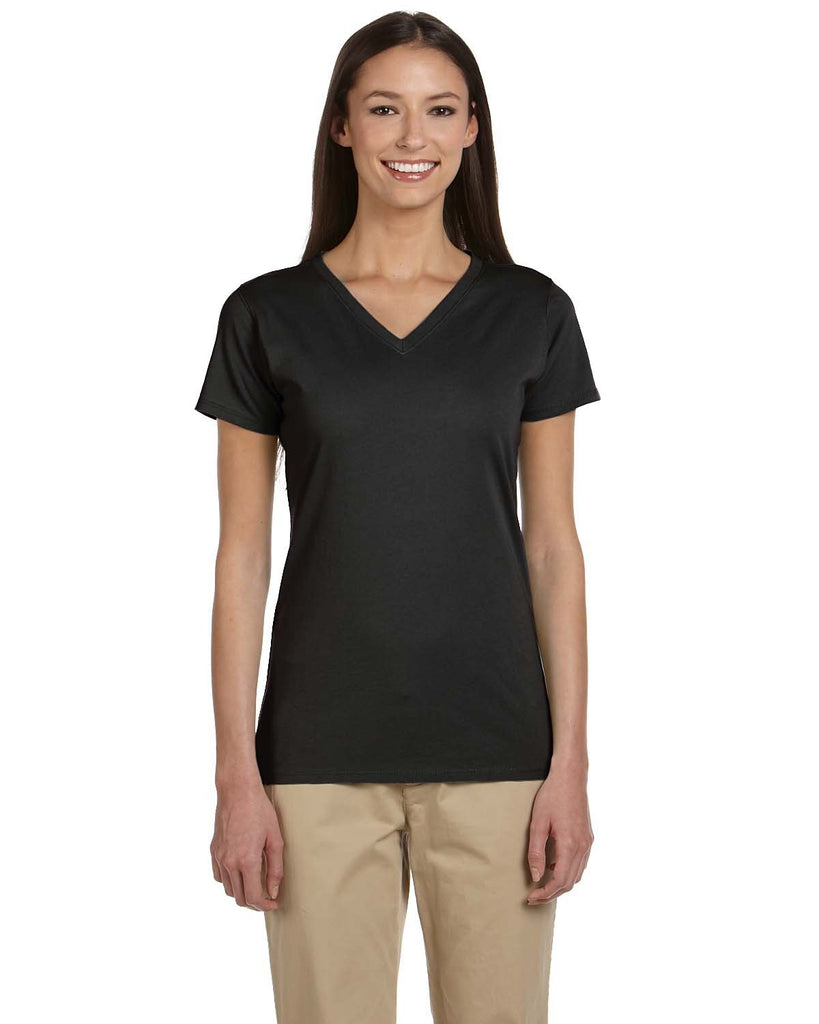 econscious-EC3052-Ladies 100% Organic Cotton Short-Sleeve V-Neck T-Shirt-BLACK